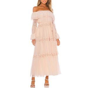 We Are HAH Dylan’s Debut Off the Shoulder Lace Maxi XS/S - Blush